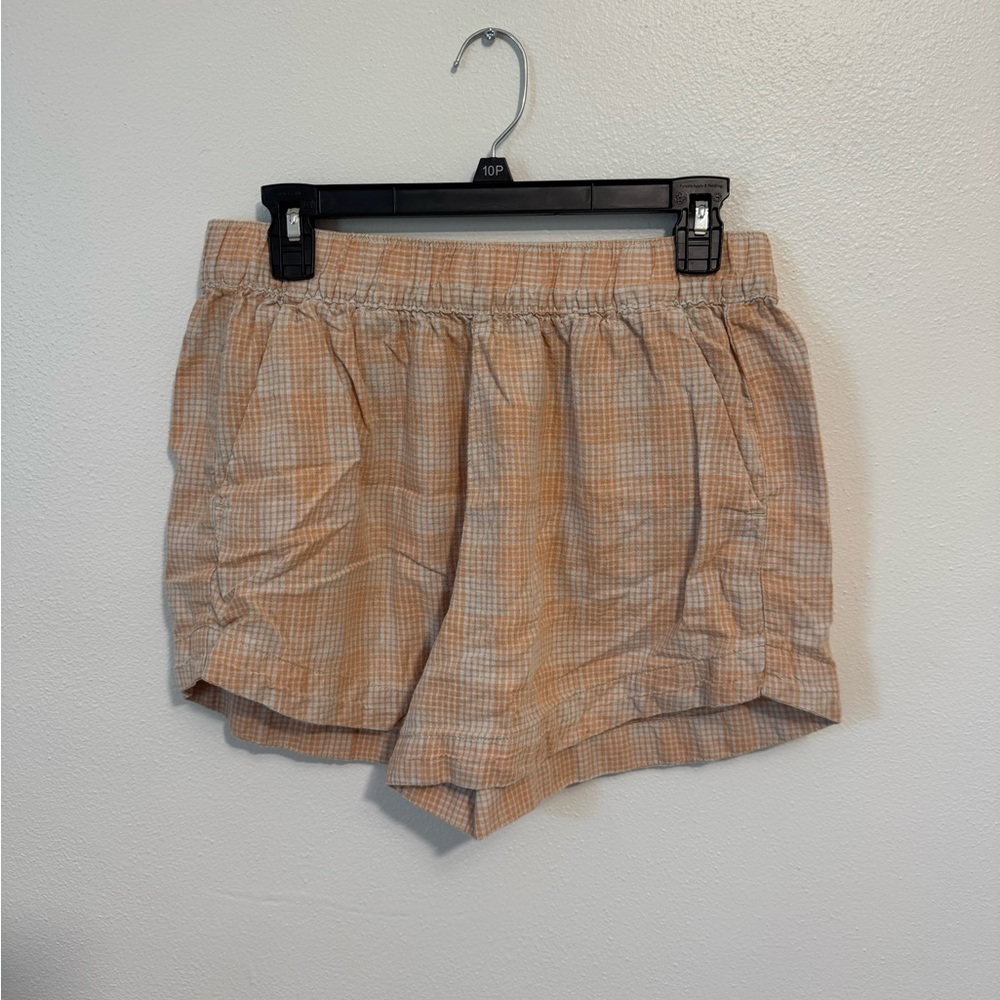 Patagonia High Waist Plaid Shorts - orange and Light blue